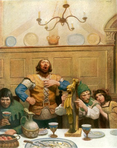 リトルジョンは宴会で歌う 作： Newell Convers Wyeth