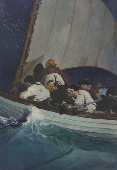 "ああ、モーガンの手下があなたを狙っている。" "黒ひげは、バッカニアだ！" 作： Newell Convers Wyeth