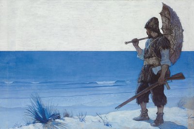 ロビンソンクルーソー：エンドペーパー 作： Newell Convers Wyeth