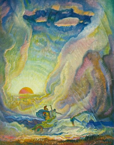 ネストルの馬車に乗ったテレマコス 作： Newell Convers Wyeth