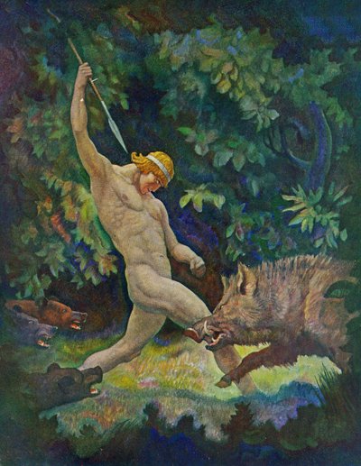 イノシシ狩り、1929 作： Newell Convers Wyeth