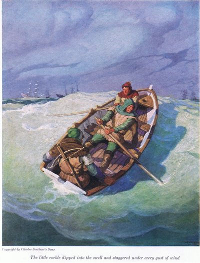 小さなコックルはうねりに浸り、あらゆる突風の下でよろめきました、1916 作： Newell Convers Wyeth