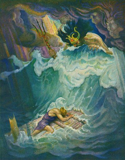 オデュッセウスのイカダ 作： Newell Convers Wyeth