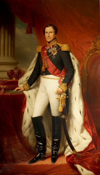 レオポルド 1 世の肖像 (1790 ～ 1865 年、ベルギー王、1856 年)。 作： ニカーズ・ド・ケイザー