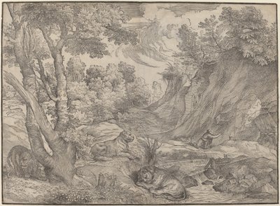 荒野の聖ヒエロニムス 作： Niccolò Boldrini after Titian