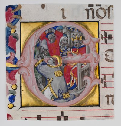 聖イシュトヴァーンの殉教による写本のイルミネーション1394-1402。 作： Niccolò di Giacomo da Bologna