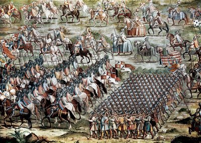 1431年7月1日のヒゲルエラの戦いでは、カスティーリャのジョン2世（1405-1454）の軍とモハメッド9世の軍が戦った。 作： Niccolo (and workshop) Granello