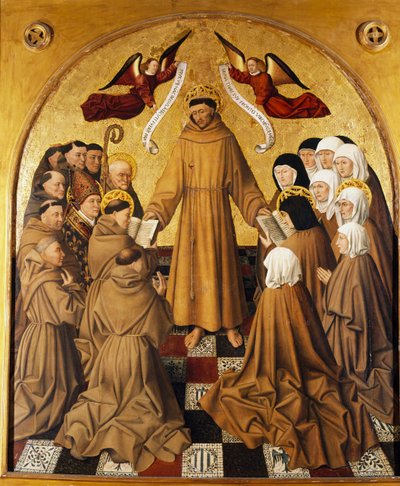祭壇パネル「聖フランシスコ、従者に規則を託す（小修道士とプアクラール 作： Niccolo Antonio Colantonio
