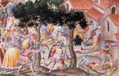 ライゲルエラの1431年の戦いのホールのフレスコ画の詳細 作： Niccolo Granello