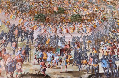 ライゲルエラの1431年の戦いのホールのフレスコ画の詳細 作： Niccolo Granello