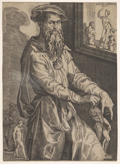バッチョ バンディネッリの肖像画、長さ 4 分の 3 の窓ガラスの横 1540-48。 作： Niccolo della Casa