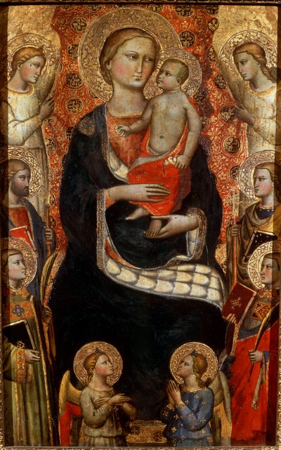 「マドンナと子供、聖人、天使」、14 世紀後半または 15 世紀前半 作： Niccolo di Pietro Gerini