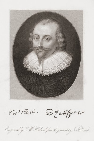 ウィリアムシェイクスピア。 ヒリアードによる肖像画。 作： Nicholas (after) Hilliard
