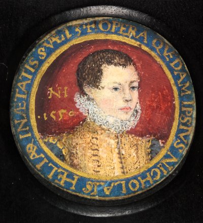 ニコラス・ヒリアード、13歳の自画像（水彩・ベラム 作： Nicholas (attr.to) Hilliard
