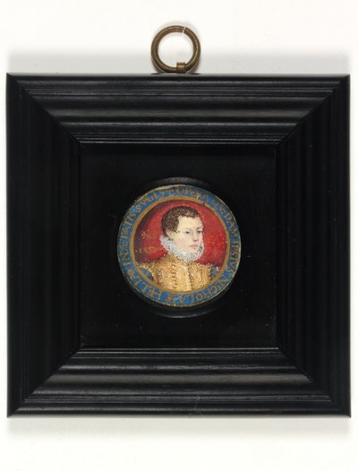 13歳の画家の自画像（推定） 1560年頃 （ヴェラムに水彩画 作： Nicholas (attr.to) Hilliard