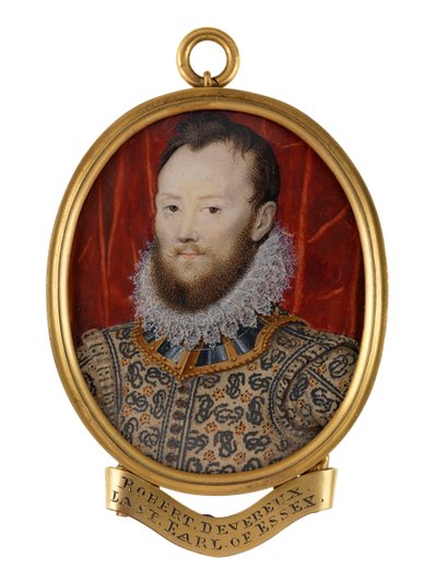 ロバート・デヴリュー、第2代エセックス伯爵、1590年頃（水彩画） 作： Nicholas (school of) Hilliard