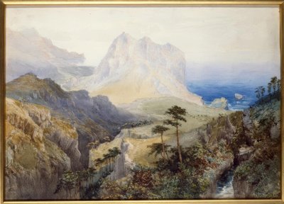 海の近くの渓谷、南アルプス、ニュージーランド 作： Nicholas Chevalier