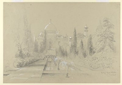 タージ・マハル、アグラ、1870 年 1 月 24 日 (紙に白く盛り上がった鉛筆) 作： Nicholas Chevalier
