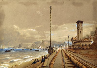 Ferrovia Atmosférica em Dawlish, c.1850 (aquarela sobre papel) 作： Nicholas Condy