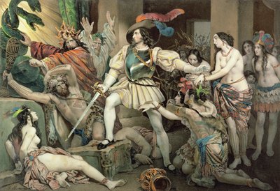 メキシコの征服：ヘルナンドコルテス（1485-1547）人間の犠牲に反対 作： Nicholas Eustache Maurin