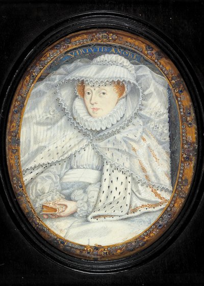 スコットランドのメアリー女王とされる女性（水彩・ベラム 作： Nicholas Hilliard