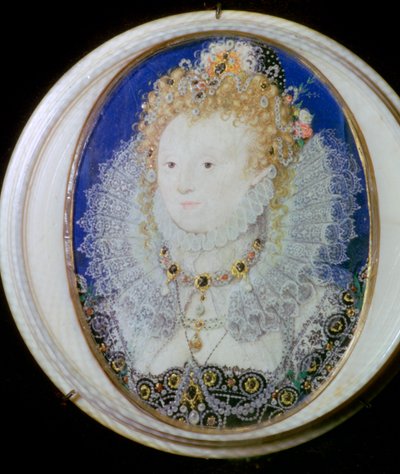 イギリスのエリザベス 1 世の現代的なミニチュア肖像画 作： Nicholas Hilliard