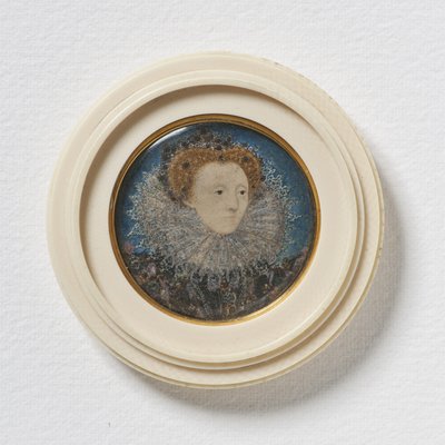 エリザベス1世、イギリスの女王、c.1586-87（ベラムにw - c） 作： Nicholas Hilliard