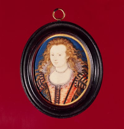 ボヘミアのエリザベス、選帝侯パラタインの妻フレデリック5世、ジェームズ1世の娘 作： Nicholas Hilliard