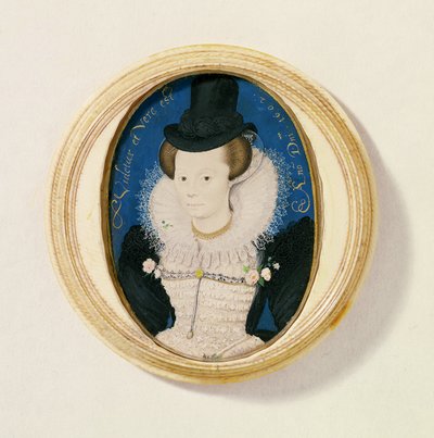 見知らぬ女性のミニチュア、1602年（ベラムのトイレ） 作： Nicholas Hilliard