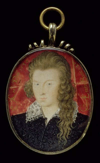 No.3856 Henry Wriothesley、第三サザンプトン伯爵（1573-1624）、c.1594（ベラムのガッシュ） 作： Nicholas Hilliard