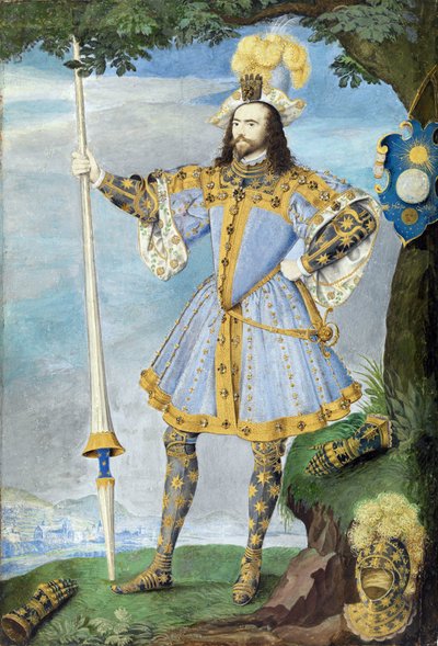 第3代カンバーランド伯ジョージ・クリフォード（1558-1605）の肖像画。ニコラス・ヒリアード（1547-1618）による羊皮紙に水彩で描かれた細密画、1590年頃 作： Nicholas Hilliard