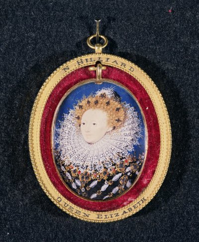 エリザベス1世の肖像画（WCのベラム紙） 作： Nicholas Hilliard