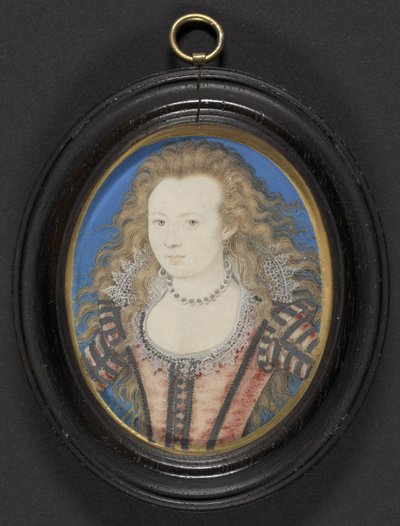 貴婦人の肖像、1605-10年頃（カードにベラムを置いたガッシュ） 作： Nicholas Hilliard
