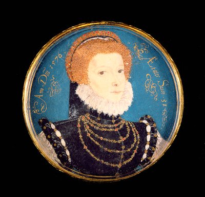 女性の肖像画、1576（ヴェラムのトイレ） 作： Nicholas Hilliard
