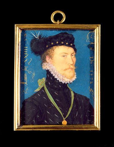 1572年24歳の不明な男の肖像（ベラムのトイレ） 作： Nicholas Hilliard