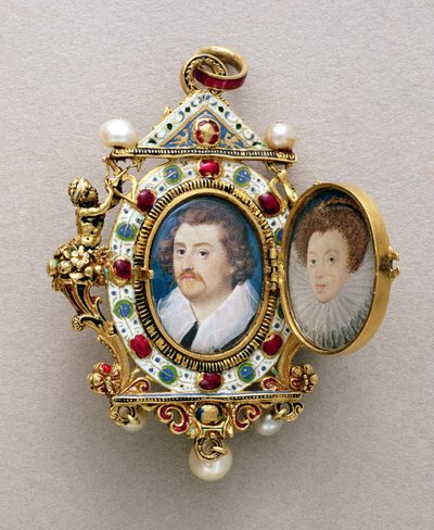 未知の男と女の肖像、1590年頃 作： Nicholas Hilliard