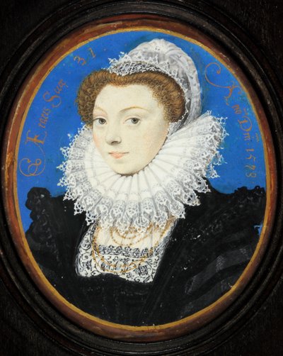 レースの帽子をかぶった未知の女性 作： Nicholas Hilliard