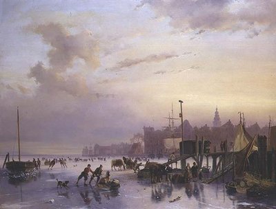 多数のスケーターがいる冬の川の風景 作： Nicholas Jan Roosenboom