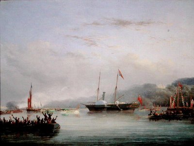 プリマス沖の「The First Victoria And Albert Yacht」（油彩・ボード） 作： Nicholas Matthews Condy