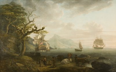セントキッツ島からのネイビスの眺め、1790年 作： Nicholas Pocock