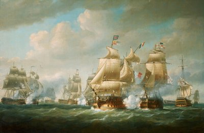 1806年2月6日、サン・ドミンゴ沖でのダックワースの行動 作： Nicholas Pocock