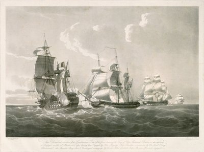 ギヨーム・テル号」とHMS「ペネロープ号」の交戦（1800年3月30日 作： Nicholas Pocock