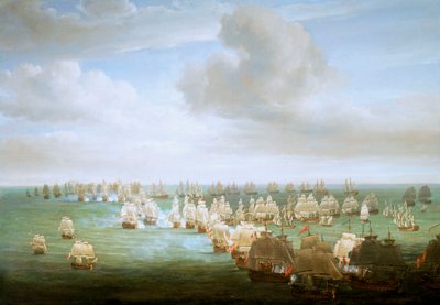 トラファルガーの海戦、1805年10月21日、戦闘開始、1808年頃（油彩・カンヴァス） 作： Nicholas Pocock
