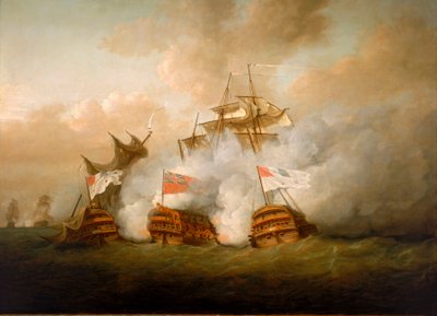 1794年6月1日の海戦における「ブランズウィック号」と「ヴェンジェール・デュ・ピープル号 作： Nicholas Pocock