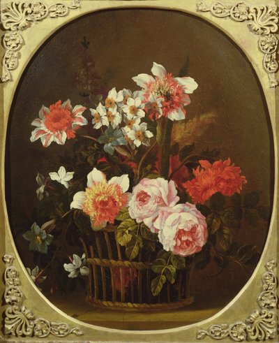 バスケットの中の花の静物、18世紀 作： Nicholas Ricoeur
