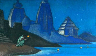 ガンジス川に灯る幸福の炎、1947年。 作： Nicholas Roerich