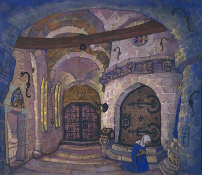 修道院で。オペラのステージデザイン、シスターベアトリス、A。ダヴィドフ作、1914年 作： Nikolai Konstantinowitsch Roerich
