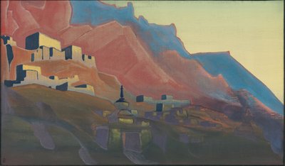 ラダック、日没、「聖なる山」シリーズ、1933 作： Nicholas Roerich