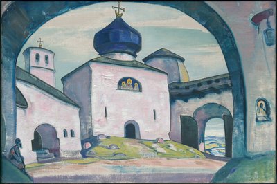 旧プスコフ、リムスキーコルサコフのオペラ「プスコフのメイド」の装飾、1922年 作： Nicholas Roerich