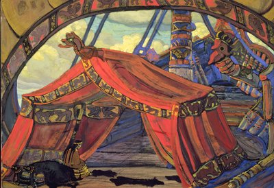 ワグナー作「トリスタンとイゾルデ」の舞台デザイン、1912 作： Nicholas Roerich